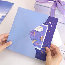 Load image into Gallery viewer, 3D Stereo Purple Galaxy Whale Space Greeting Card - BTS ARMY GIFT SHOP
