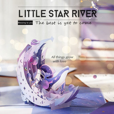 3D Stereo Purple Galaxy Whale Space Greeting Card - BTS ARMY GIFT SHOP