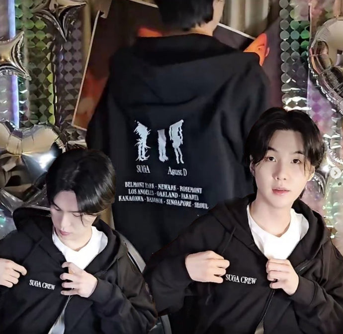 SUGA CREW | ZIP HOODIE🖤 - BTS ARMY GIFT SHOP
